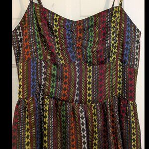 JACK BB DAKOTA black skater mini dress embroidery pattern EUC S